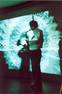 Hartmut Dorschner mit Saxophon im Bluelab, Blaue Fabrik Dresden
